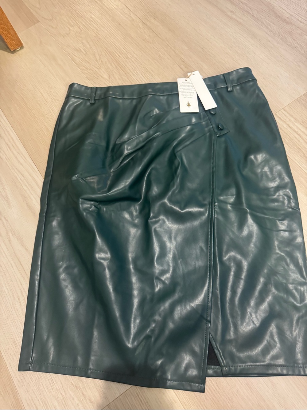 Women’s Dark Green Faux Leather Pencil Skirt